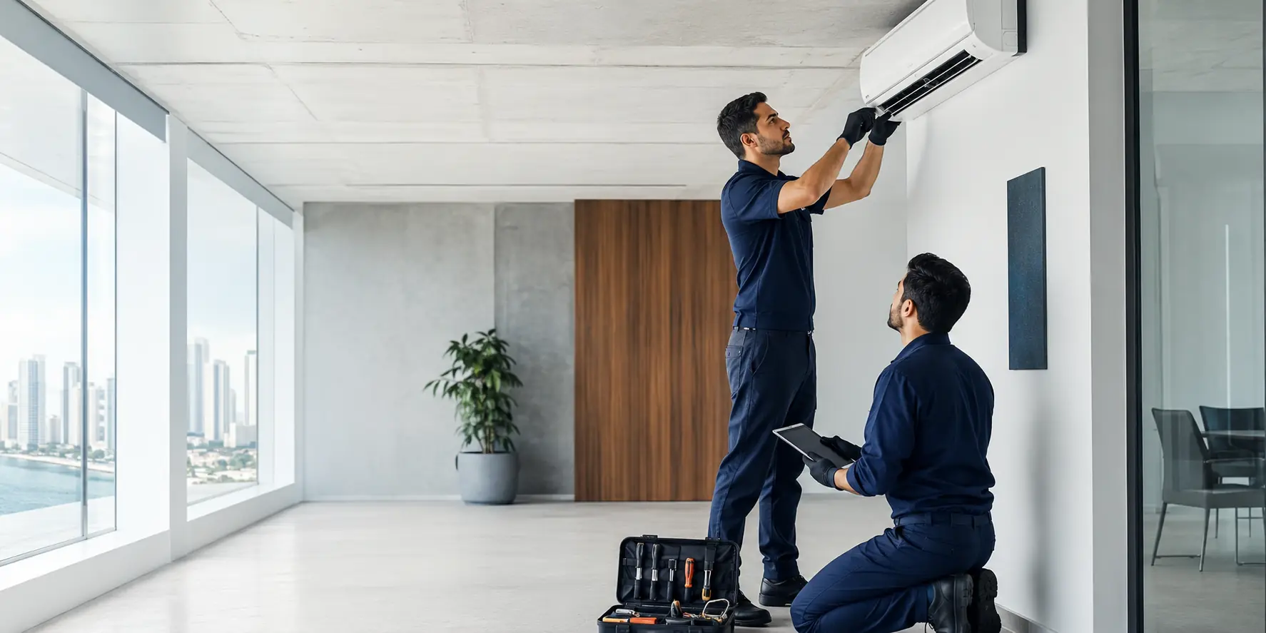 Equipe de manutenção de ar-condicionado RMS